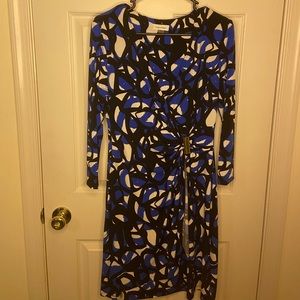 Calvin Klein Blue Patterned Dress